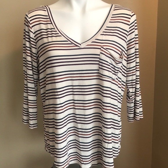 Maurice’s Striped V Neck Half Sleeves Shirt - Picture 1 of 4